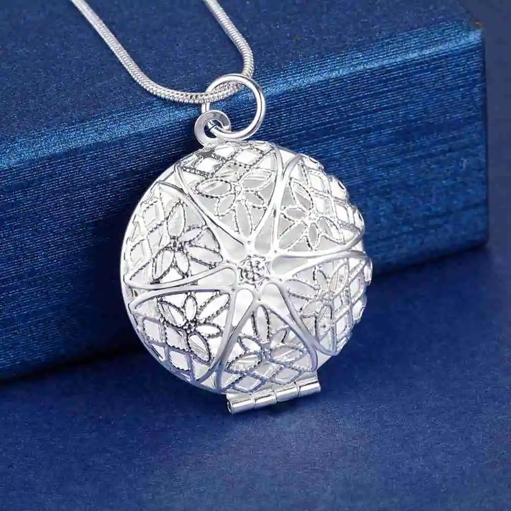 MOCHAMIK Collana con Medaglione a Cuore in Argento Sterling 925 da Donna, Collana Classica con Ciondolo con Cornice per Foto, Foto con Foto