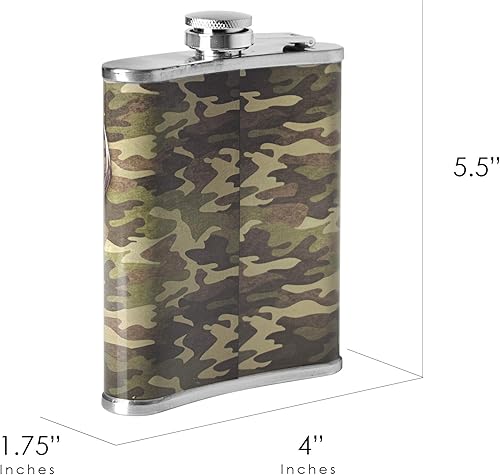 Miniatura 26 de American Art Decor Frasco de licor de 8 onzas – Petaca de acero inoxidable a prueba de fugas para whisky, vodka y tequila – Divertidos frascos