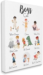 Stupell Industries Boys Can Phrase Inclusive Chart of Fun Activities, Designed by Ziwei Li Canvas Wall Art, 16 x 20, White