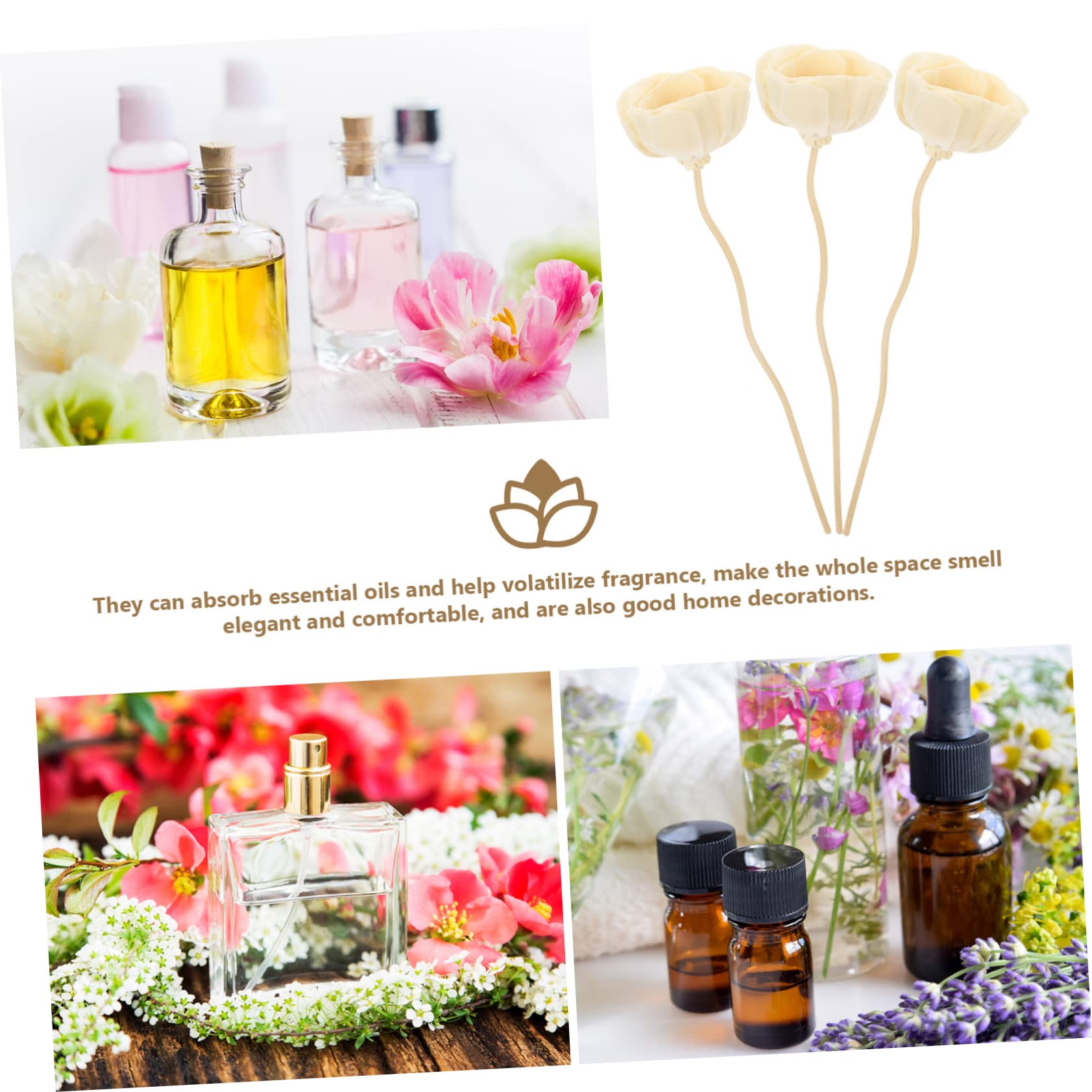 GLEAVI 40stücke Duftdiffusor Stäbchen Aromatische Nachfüllungen Für Ätherische Öle Dekorative Blüten-Designs Für Spa Küche Schlafzimmer Und
