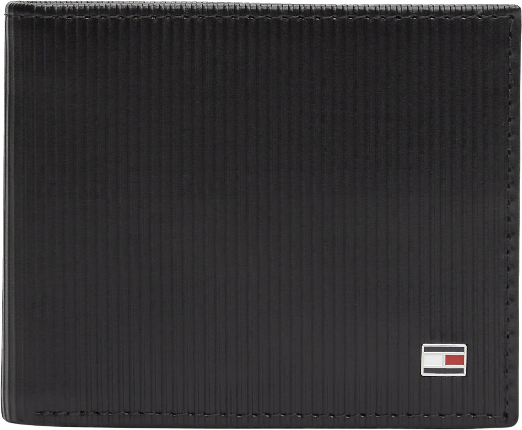 Tommy Hilfiger Men's TH Flag MINI CC Wallet AM0AM13958 Bifold Wallet, Black, One Size