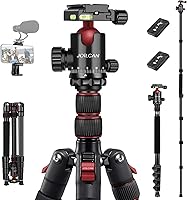 Vista 10 de JOILCAN Trípode de cámara de aluminio de 81 pulgadas, trípode compacto monopié de 360 ° con 2 placas de liberación rápida, 16.5 pulgadas cuando está
