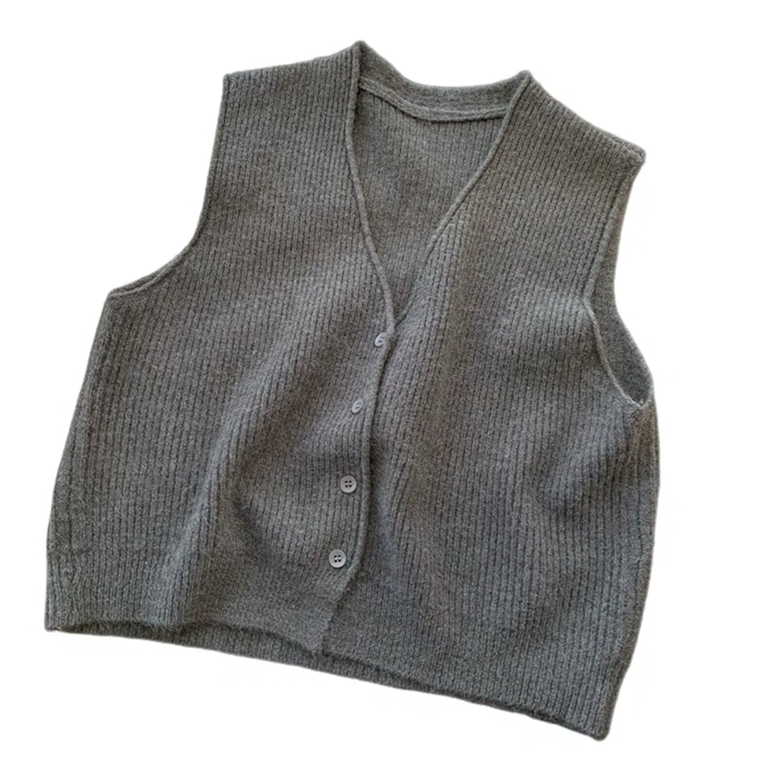 Beralst Ärmellose Strickweste für Damen, mit Knopfleiste vorne, V-Ausschnitt