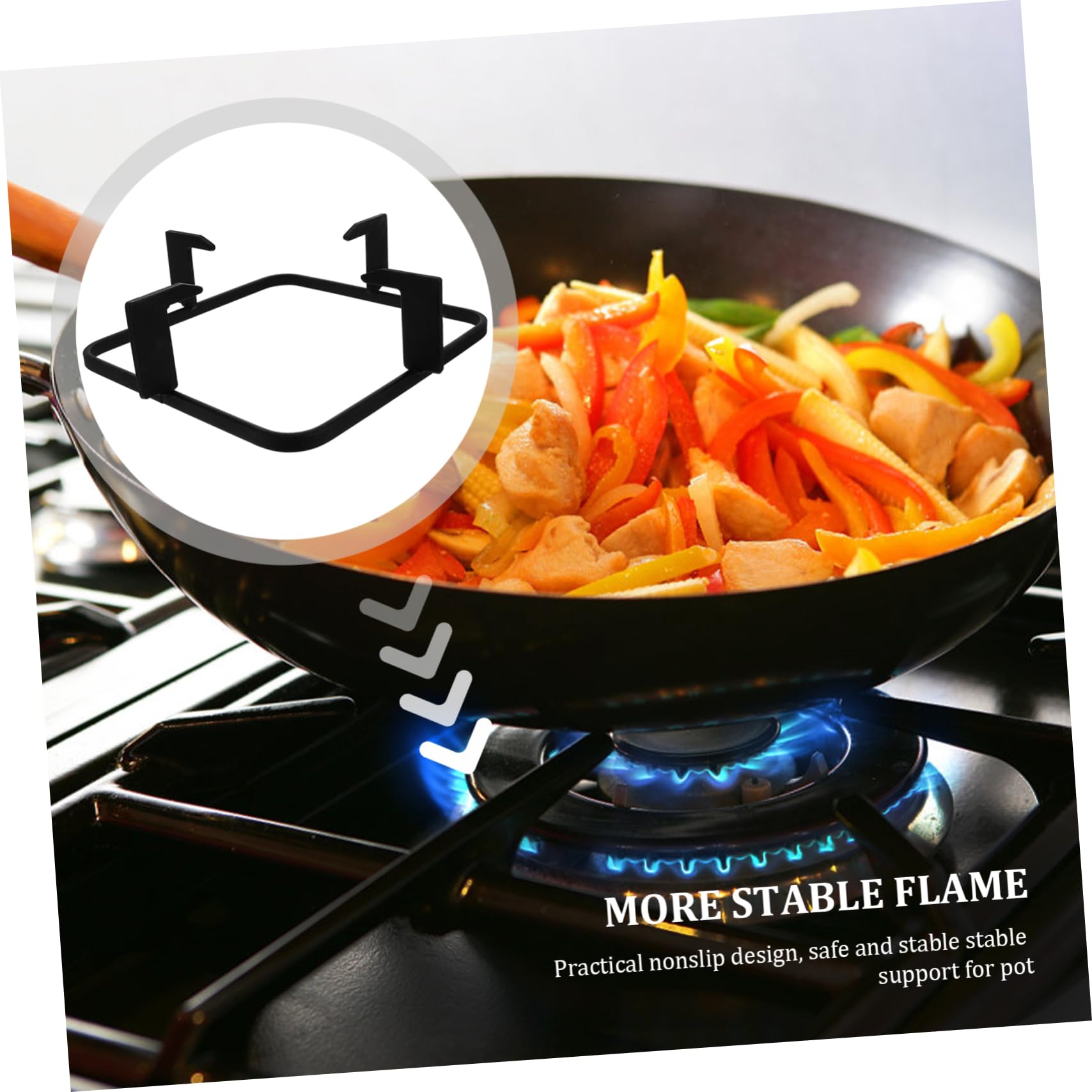 Soporte Antideslizante de Hierro Fundido para Cocina de Gas, Negro