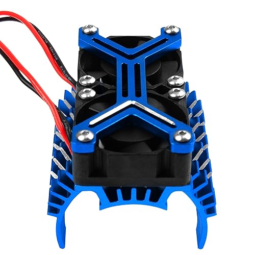 Miniatura 18 de Ventilador de refrigeración dual con disipador de calor de motor de 1.57-1.654 pulgadas, compatible con motores 1/7 1/8 Arrma Traxxas RC Fit 4068