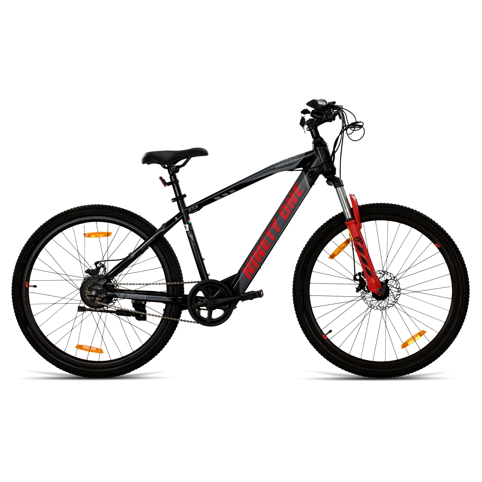 NINETY ONE Meraki | Electric Cycle | 6 Ah Battery | 27.5T | ‎Front Suspension 80mm Travel | 250 Watt | IP65 BLDC Motor | 99% pre-Assembled | 2 Years Battery Warranty