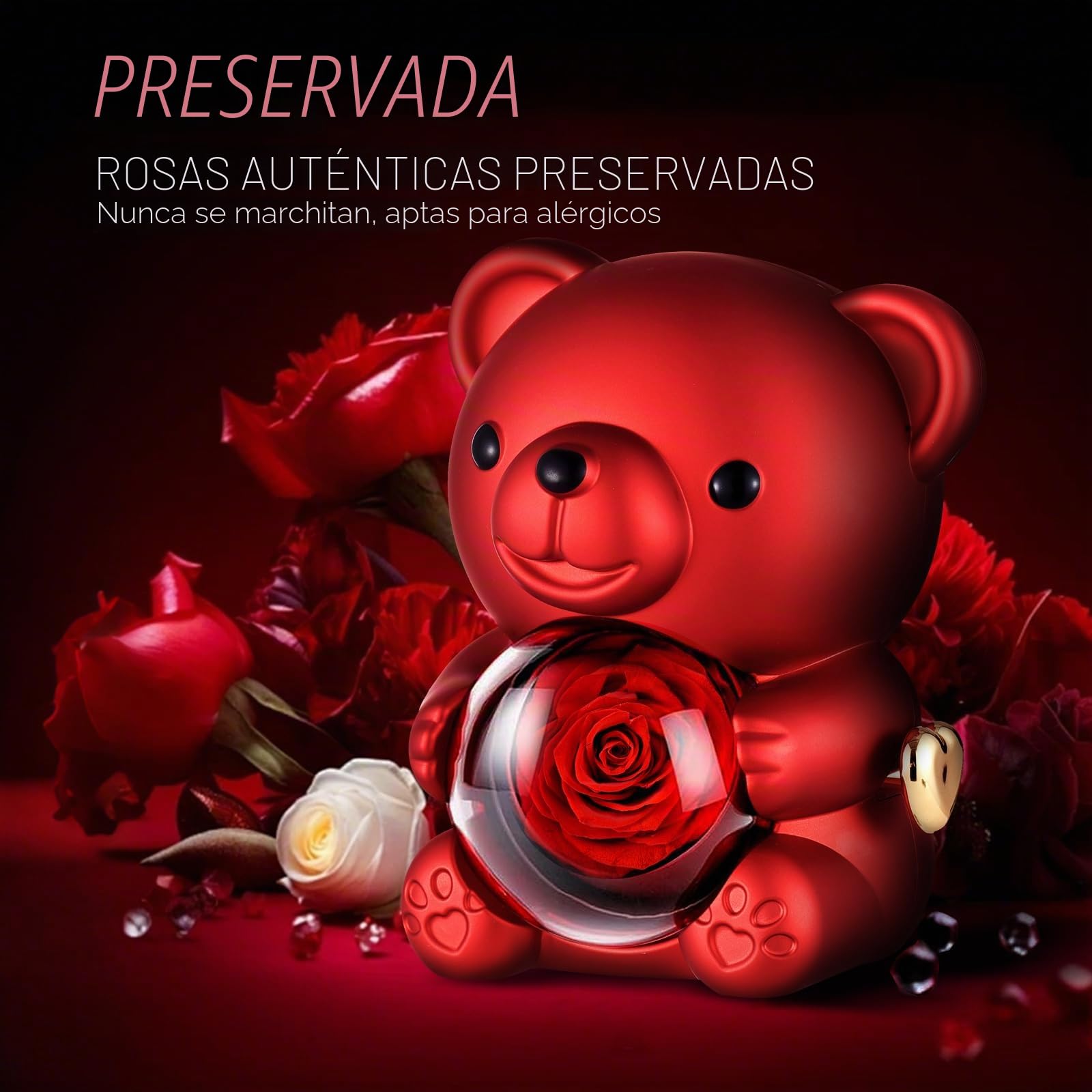 GOICC Rosa Eterna Natural Cuddle Regalos Originales con Collar para Mujer Flor Rosa Preservada para Novia Mamá Abuela para Día de la Madre San Valentin Navidad Cumpleaños Aniversario