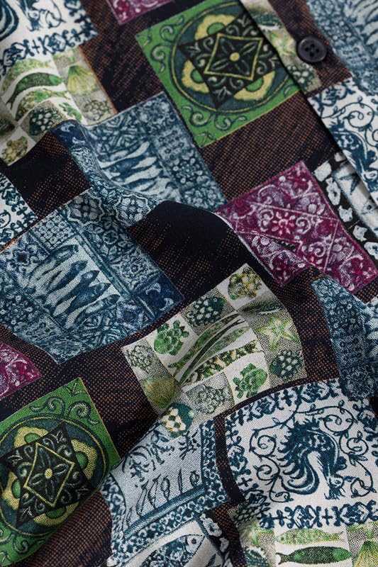 Image of SNITCH Nomadic Fish Spread Collar Printed Slim Fit Shirt Blue