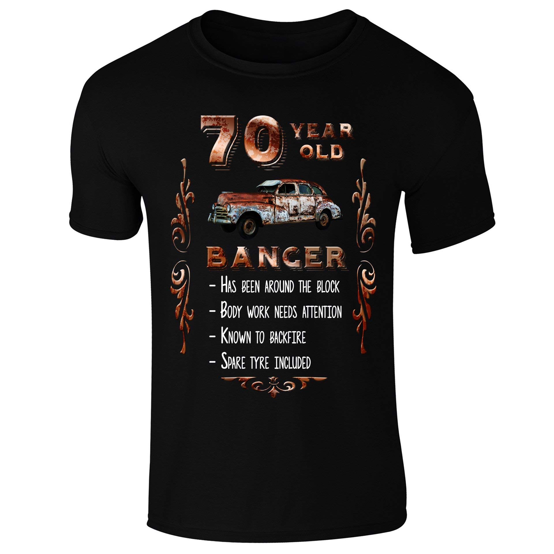 Mens 70 Year Old Banger T-Shirt Black (XL)
