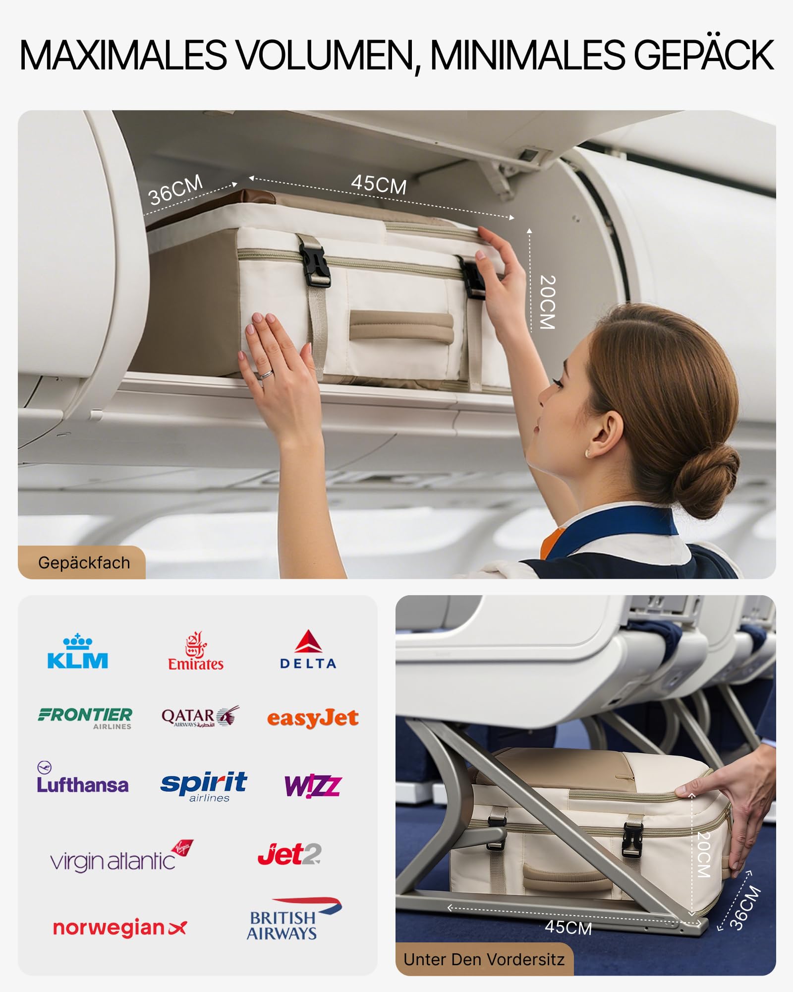 COOLIFE Ryanair plecak podręczny 40 x 30 x 20, 24 l, plecak podróżny dla kobiet i mężczyzn, z kieszenią na laptopa, samolot, bagaż podręczny do Wizz Air, Eurowings, wodoodporny, krótki wypad