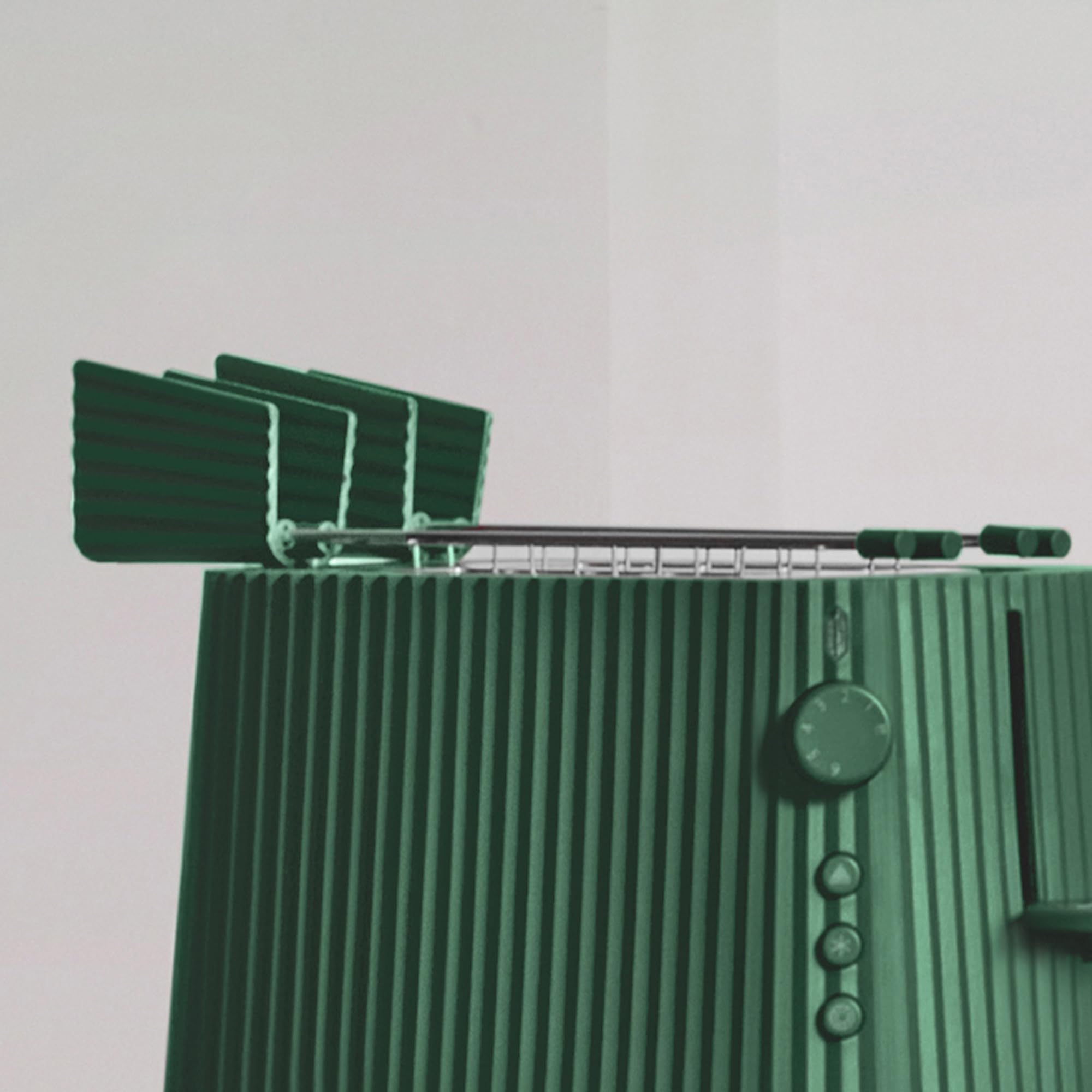 Alessi Plissé MDL08RA GR - Set di Due Pinze per Tostapane di Design, in Acciaio Inossidabile e Resina Termoplastica, Verde