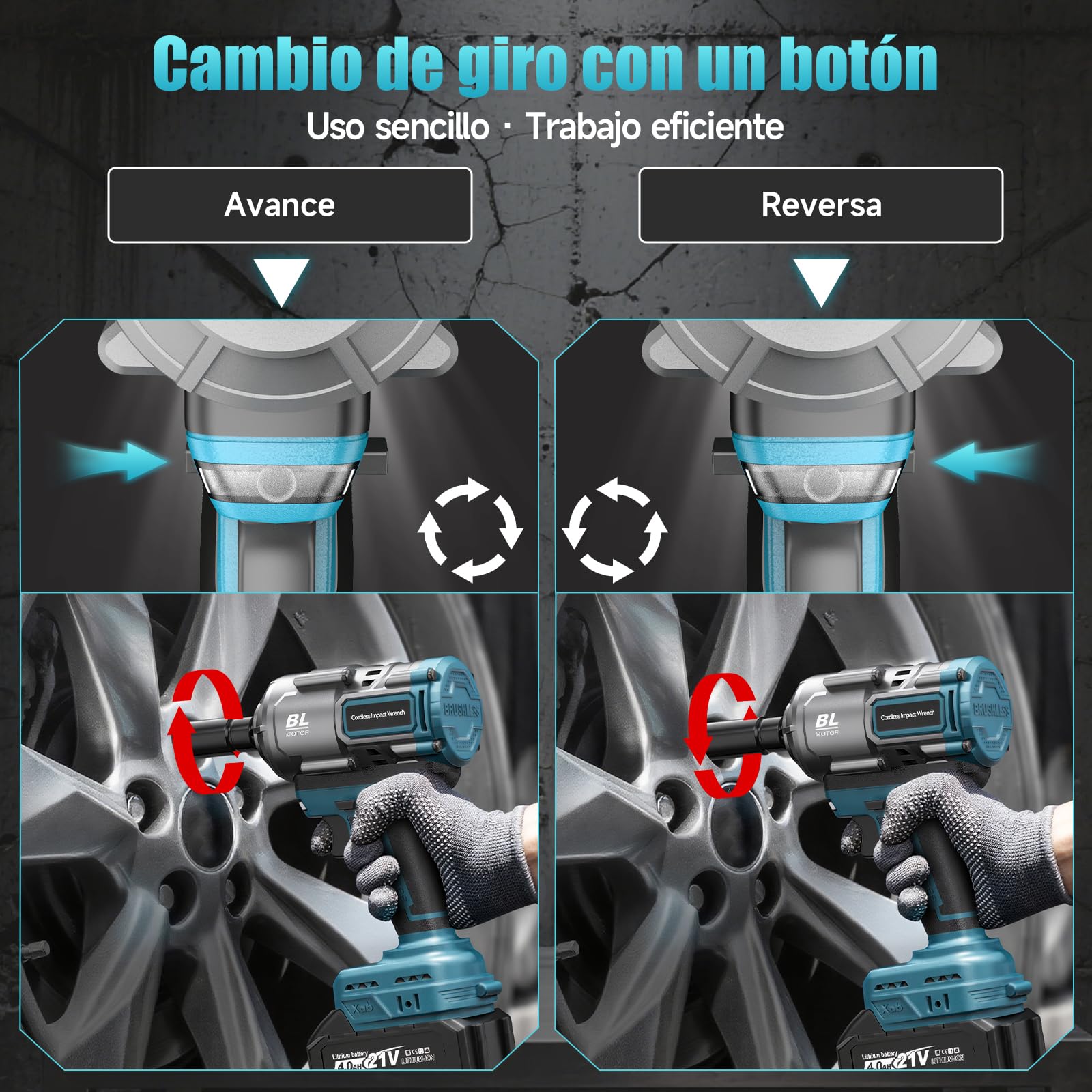 Yofuly 1200Nm Pistola de Impacto Compatible con baterías Makita de 18v, 1/2" Llave de Impacto Electrica sin Escobillas con 2 * 4000mAh Baterías, Cargador Rápido, 5 Vasos, Extensión