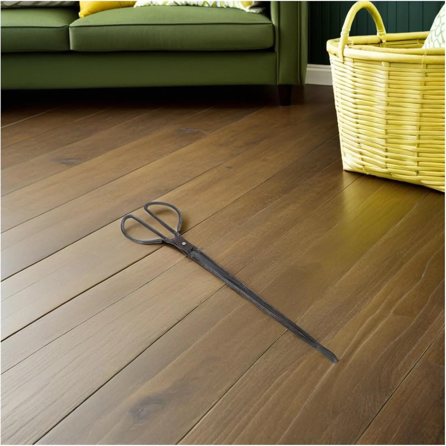 Flat Head Heavy Duty Firewood Tongs Steel Briquette Pickup Tool For Fireplace Garbage Camping Grill Bbq Wood Coal Handling for Fire Pit Bonfire Campfire Outdoor Indoor