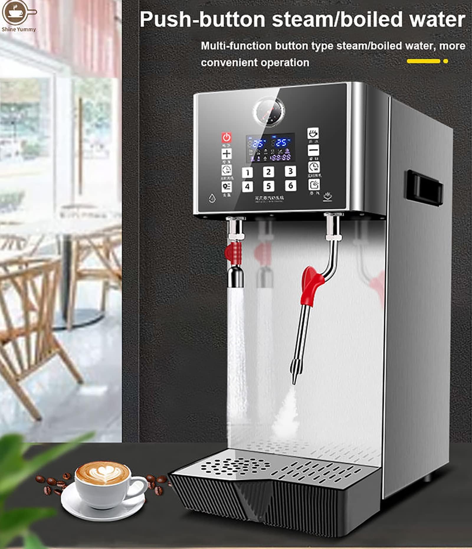 Amazon | ミルク泡立て器スチームワンド付きエスプレッソマシン、12L 