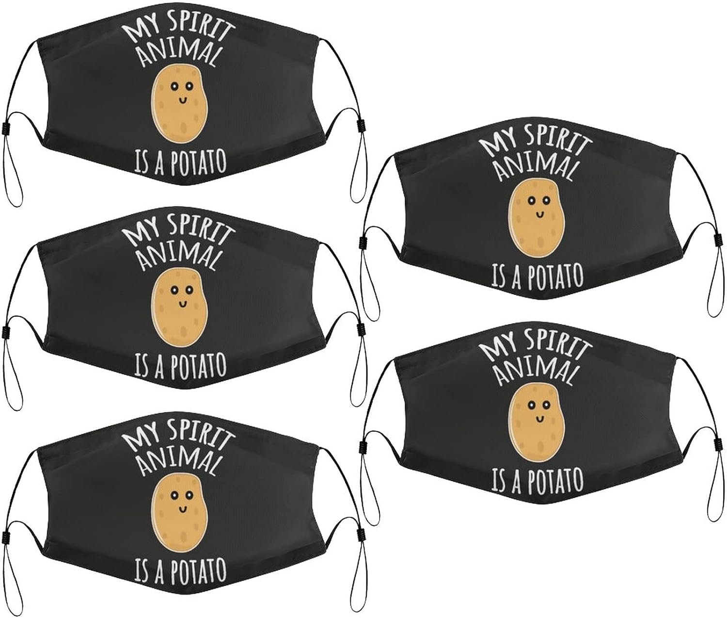 My Spirit Animal is A Potato Kids Face Masks Set of 5 with 10 Filters Washable Reusable Breathable Black Cloth Bandanas Scarf for Unisex Boys Girls : Clothing, Shoes & Jewelry