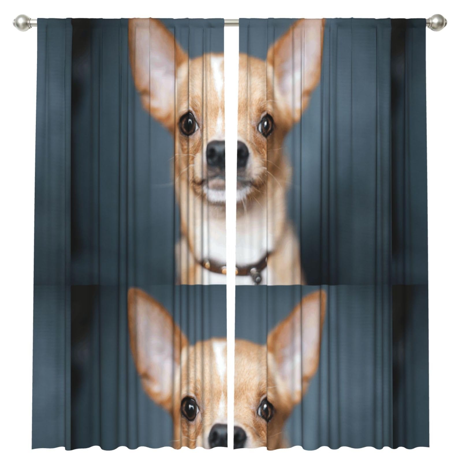 InOmak Cute Funny Chihuahua Dog, 2 Panels Window Curtains 52 x 84 Inch Blackout Curtains for Living Room Bedroom