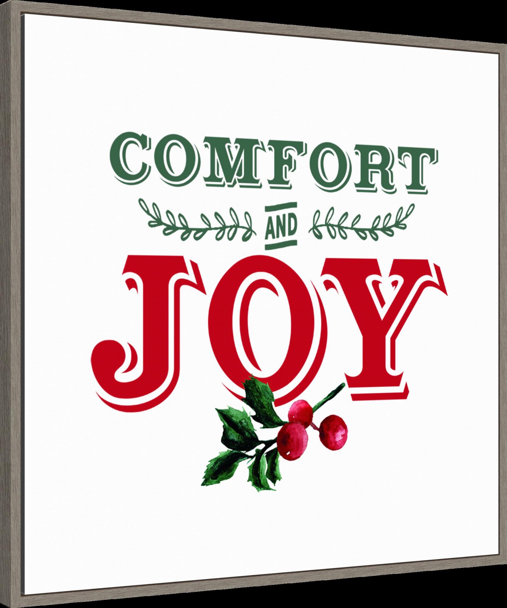 Amanti Art Framed Canvas Wall Art 30x30 Comfort and Joy Holly Berry Portfolio, Framed Wall Art Canvas, Holidays Artwork, Country Rustic Decor, Large Poster Painting for Living Room,