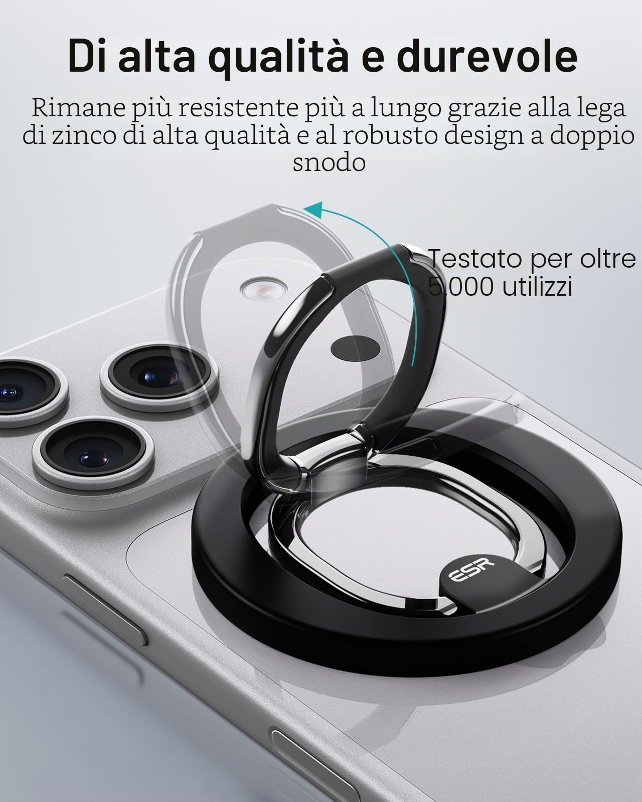ESR Supporto Magnetico ad Anello per Cellulare con MagSafe Ring e Anello MagSafe, impugnatura per telefono, supporto MagSafe per iPhone 17/16/15, Google Pixel 10, Samsung (Inclusi 2 anelli metallo)