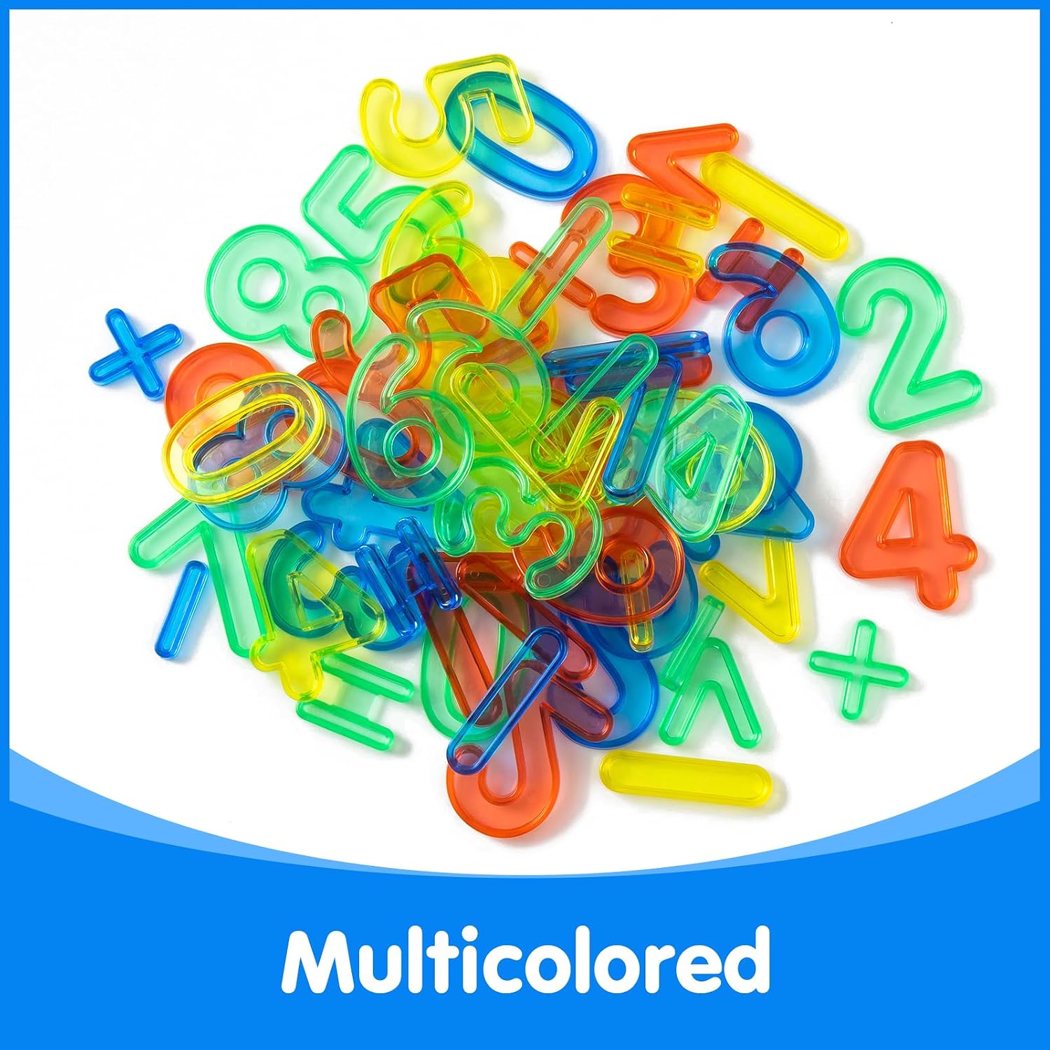48 Pcs Translucent Number Set – 40 Pcs Translucent Pattern Blocks – Plastic Numbers & Symbols for Kids, Ideal for Early Math Learning and Light Table Activities image 5