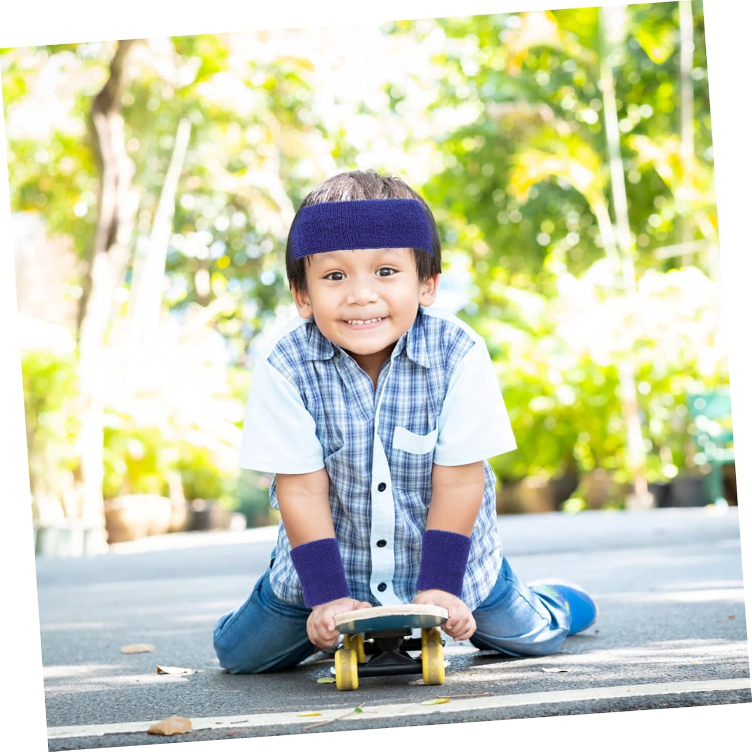 4sets Boys Basketball Sweatband Youth Headband Wristband for Sports Colorful Athletic Sweat Absorbing Bands for Boy Girl