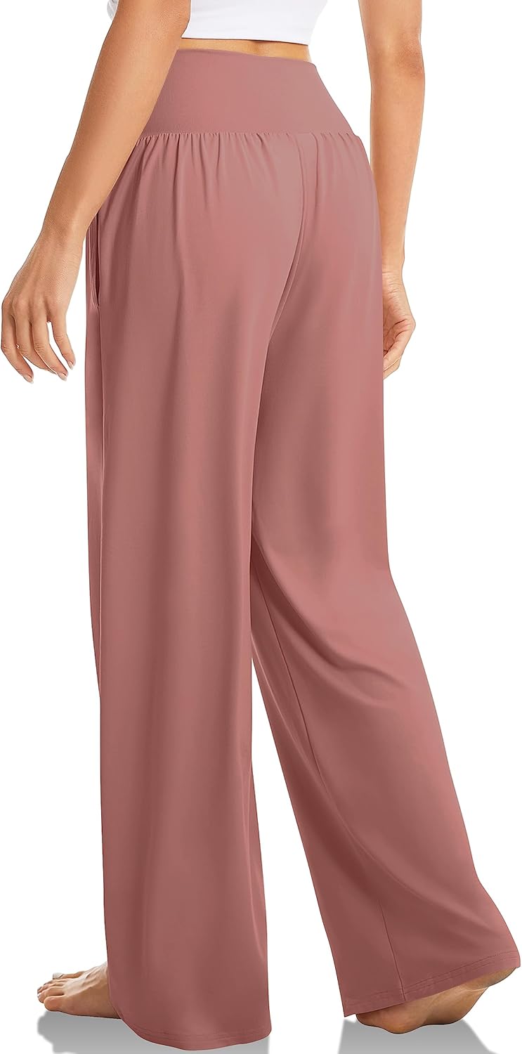 TARSE Women's Wide Leg Casual Loose Pants Yoga Sweatpants Comfy Crossover High Waisted Lounge Pajama Flowy Pants with Pockets - Image 3