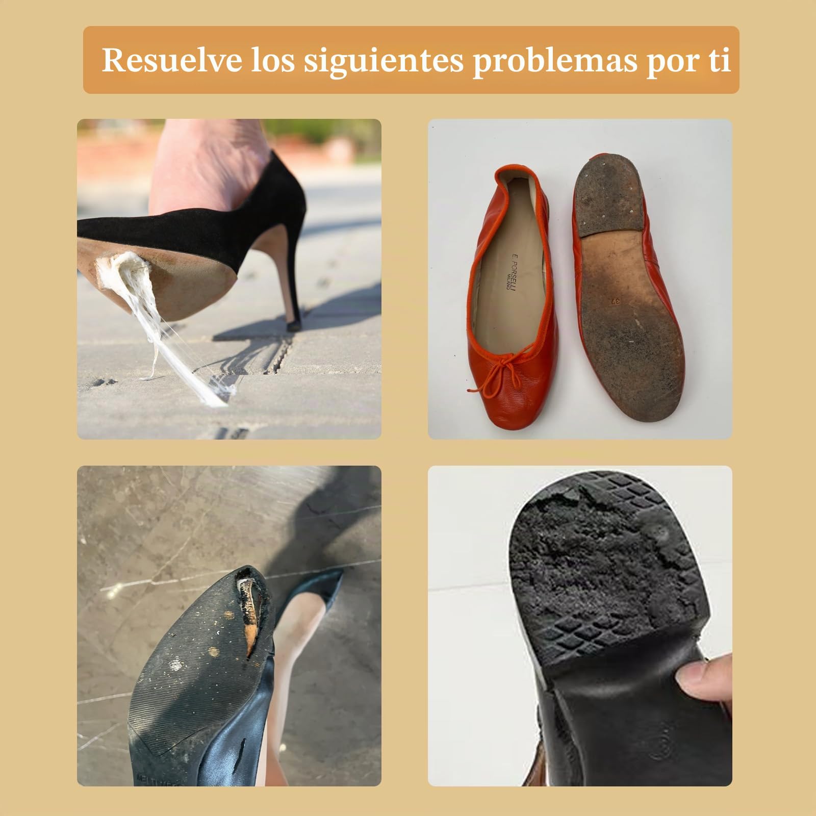 4 protectores para suelas de zapatos, Plantilla Antideslizante, Protectores para Suelas de Zapatos, Reducción de Ruido Antideslizante, Aautoadhesivas, para Suelas de Zapatos, Negro