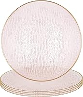 Vista 1 de Party Bargains - Bajoplatos de 13 pulgadas (4 unidades), borde dorado martilleado en rosa, bajoplatos desechables y resistentes para cenas elegantes