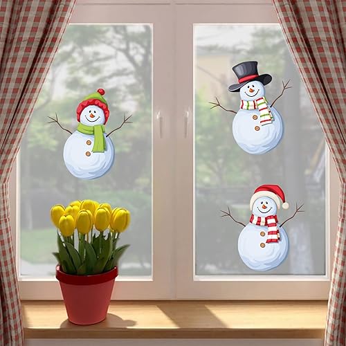 Miniatura 2 de Adhesivos de Navidad para ventana, decoración de Navidad, muñeco de nieve, copo de nieve, decoración de ventana, calcomanías de pared familiares,