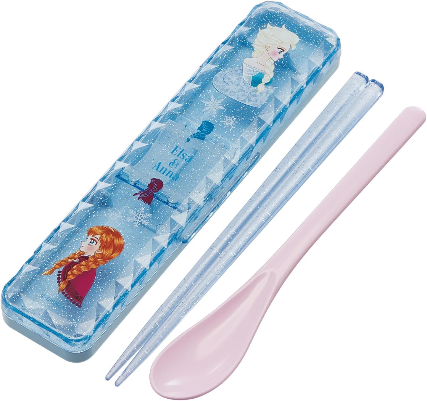 Skater CCS3SAD-A Disney Frozen x Nakagawa Shoko Girls Chopsticks and Spoon Set, Diamond Cut, 7.1 inches (18 cm), Made in Japan