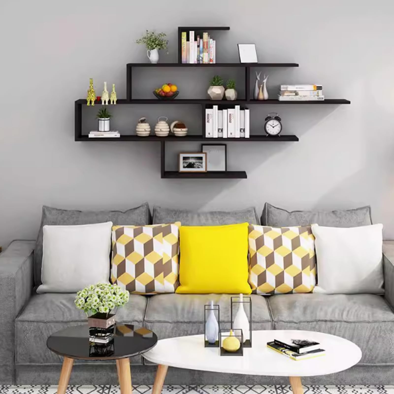 Mensola sospesa in legno, da parete, decorativa, per soggiorno, camera da letto e altro ancora, elegante mensola da parete in legno (160 cm x 20 cm x 80 cm)