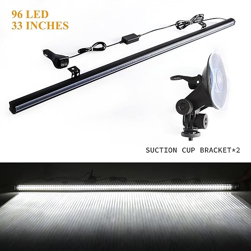 Miniatura 3 de VGETTING Barra de luz blanca de advertencia, 96 luces LED estroboscópicas de emergencia para parabrisas de camión, luces LED intermitentes de