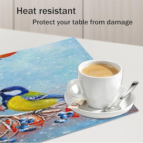 Miniatura 5 de Funny Bird Decor Placemats Set of 4 Table Mats Washable Placemat Waterproof Place Mats for Party Home Dining Table Decor 18x12 in
