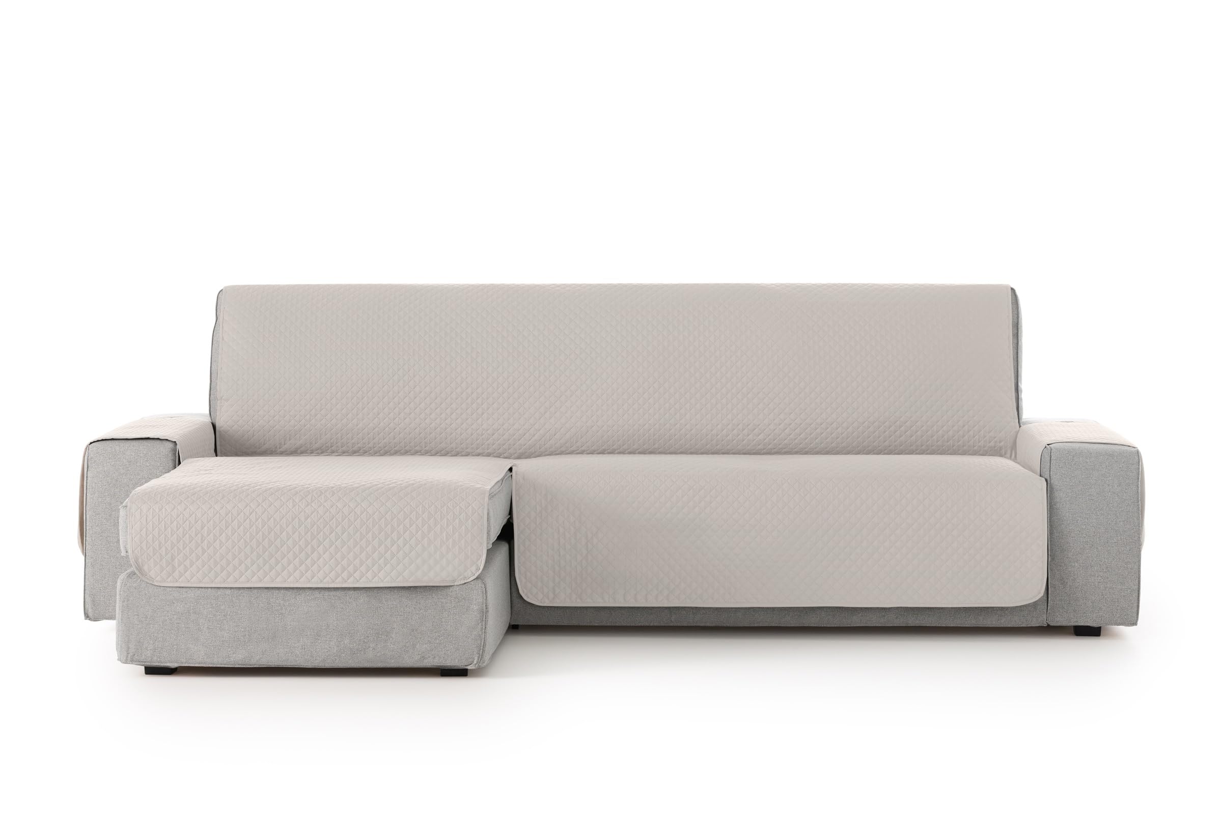 Textilhome Copridivano 3 Posti con Penisola Sinistra Adele – Trapuntato Reversibile Universale Avorio | Copri divano Angolare 240 cm, Salvadivano Antigraffio per Gatti, Antimacchia