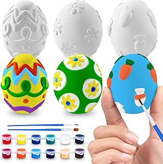 ArtCreativity 3D Easter Egg Painting Kit - Easter Craft Kit Includes Molds, Paint, Brushes for Kids & Adults - Ceramic Plaster Painting Kit - DIY Gifts for Spring - Basket Stuffers