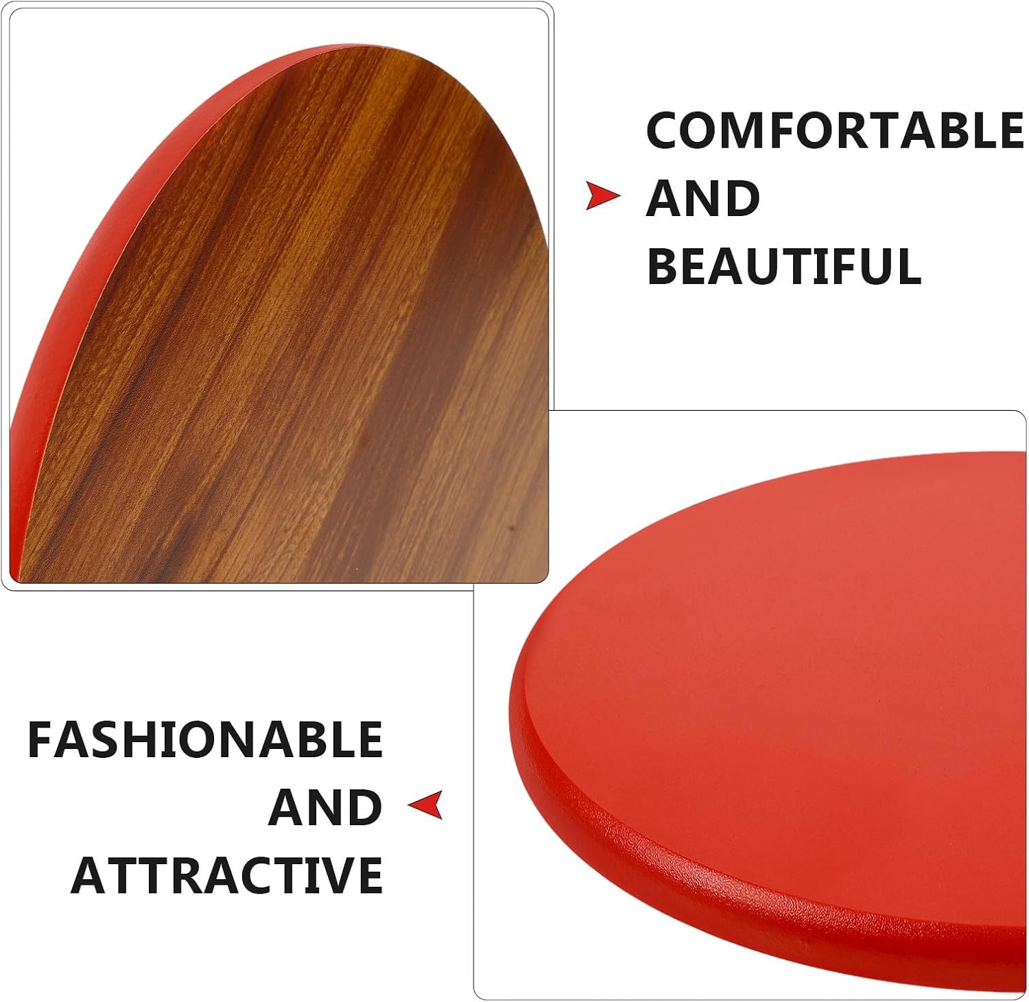 Round Stool Replacement Seat Cover for Bar Stools Sleek Red Wood Surface for Patio and Kitchen Seating