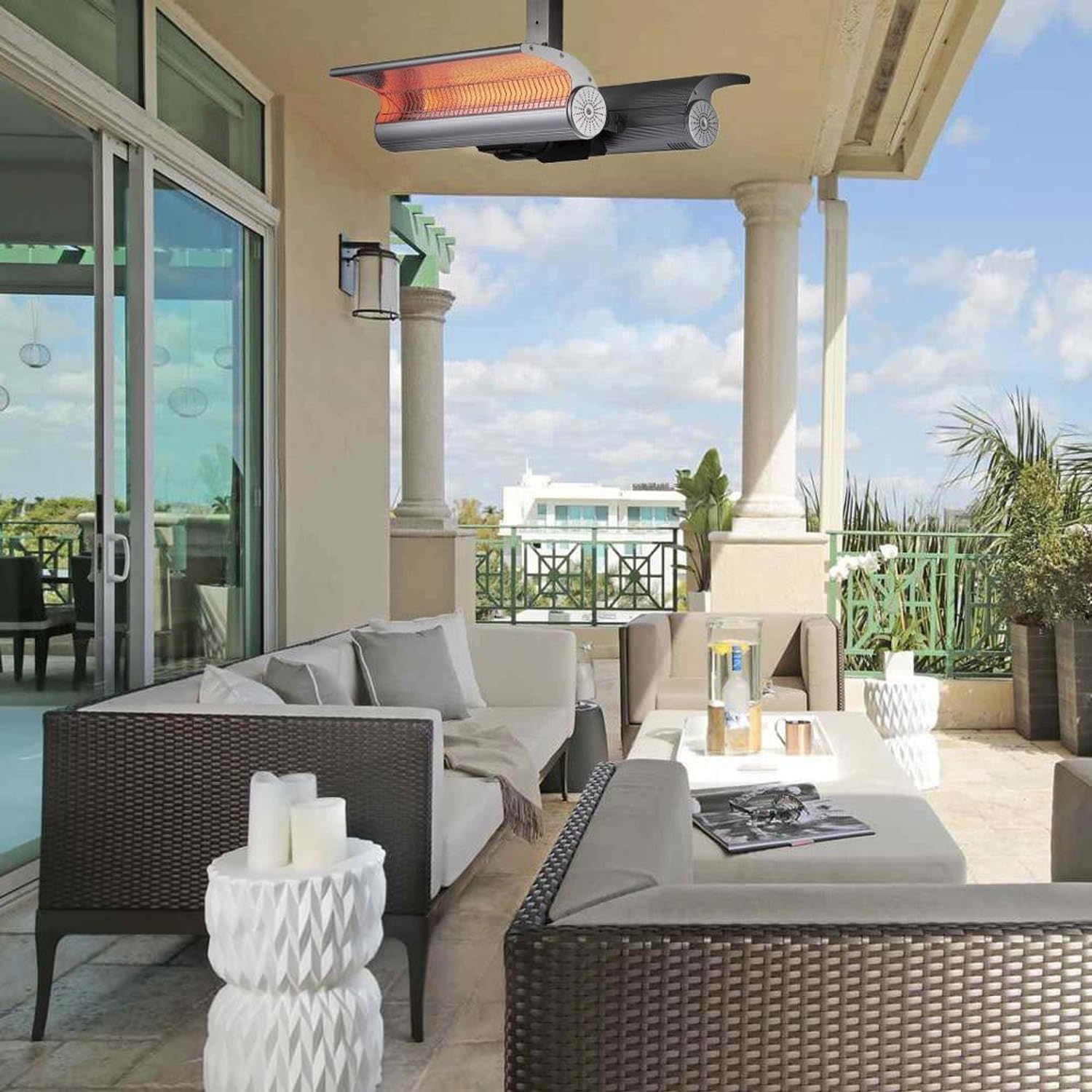 Sined STUFA INFRAROSSI SOFFITTO Calentador de techo reflectante doble de 4000W, Gris