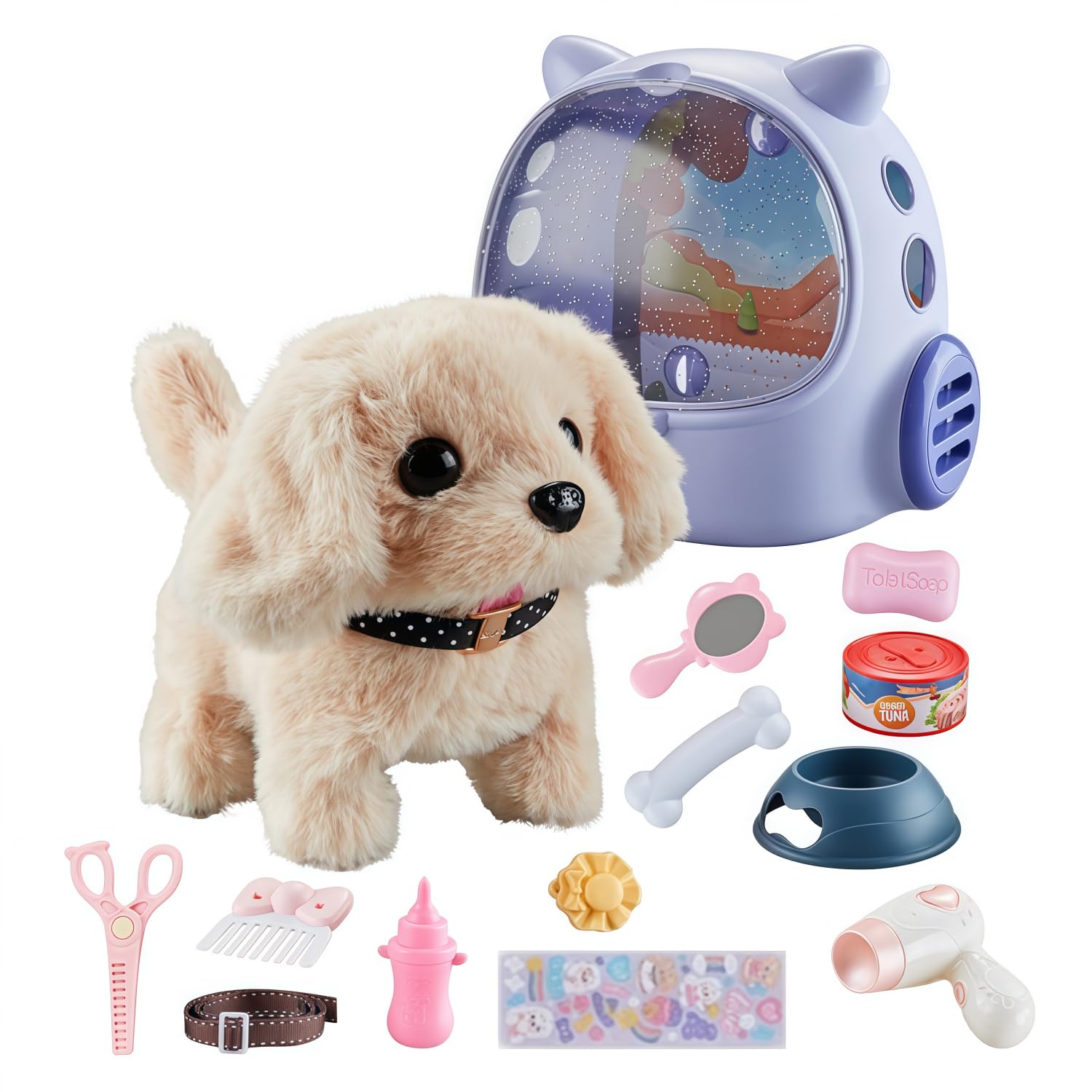 qixiang Realistic Robot Puppy,Realistic Dog Toys for Kids Toddler Girl,Electronic Pet Interactive Plush Puppy Barking Wagging Tail Realistic Robot Dog Pretend Play Toys Gifts