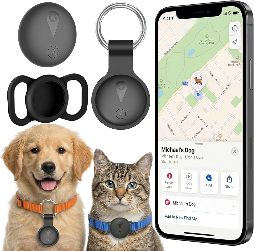 Collier GPS Chat, Chien Traceur sans Frais Mensuels, Compatible avec iOS et Android, Suivi en Temps Réel Traceur Collier Traceur Chat, Batterie Longue durée avec étanche Traceur Animal, Noir