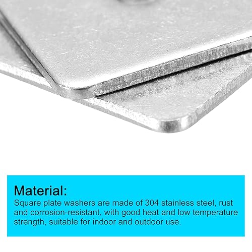 Miniatura 33 de uxcell Arandela cuadrada, 20 piezas M5x20x20x1.0.197 in 304 arandelas de placa cuadrada de acero inoxidable 304 Junta espaciadora de almohadilla