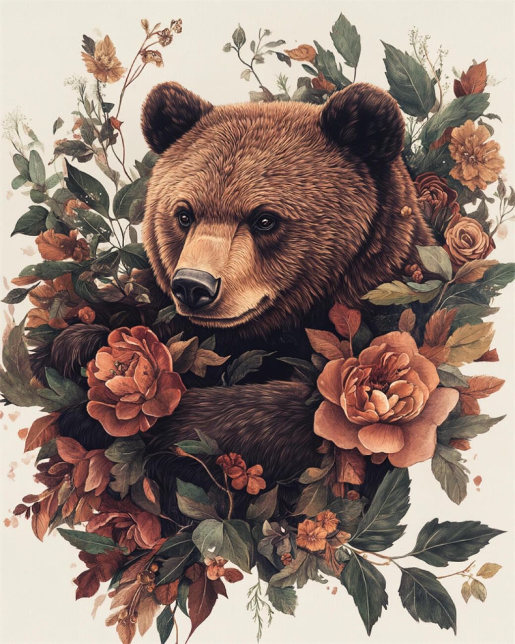 RKFLGEW DIY Embroidery Beads Set Bears and Flowers 30x40cm