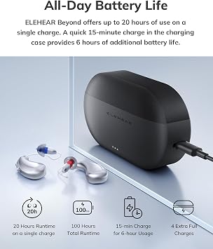 ELEHEAR-Beyond OTC Hearing Aids 2 Pcs with 1 Dry Box, AI Powered Speech Enhancement and Tinnitus Masking, Superior Sound Quality, Connectivity with iOS or Android via Bluetooth, for Seniors and Adults