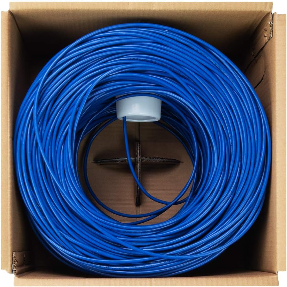 🔥 NavePoint Cat5e Plenum Jacket, 1000ft, Blue, Solid Bare Copper Bulk Ethernet Cable, 350MHz, 24AWG 4 Pair, Unshielded Twisted Pair (UTP)