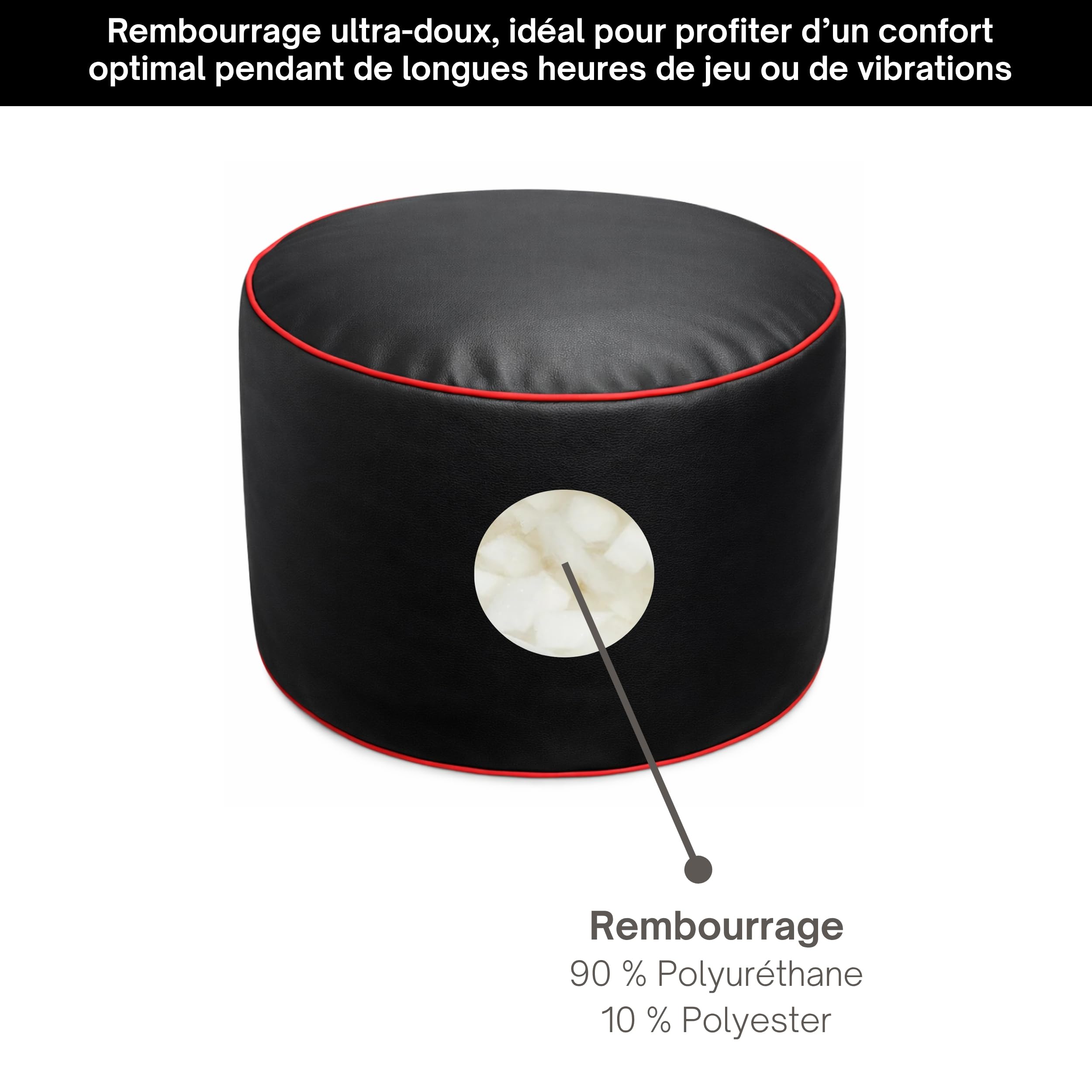 Bananair - Repose-Pieds Gaming en Mousse - Tabouret pour Reposer Les Jambes - Léger et Stable - Design Simili Cuir - Idéal Canapé, Fauteuil & Setup Gaming (30x55 cm, Rouge)
