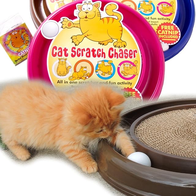 Foto 4 de 8 de petztrendz Cat Scratch Chaser - Rascador Plus combinado - disponible en 3 colores) + Free de juguete Catnip