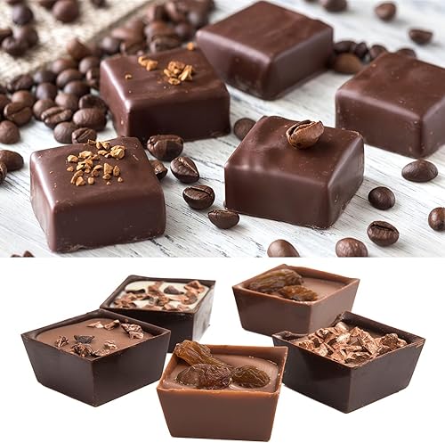Miniatura 6 de JOERSH 2 moldes cuadrados de silicona para caramelos duros para chocolate, trufas, ganache, gelatina, praliné, brownie, mantequilla, bandeja de