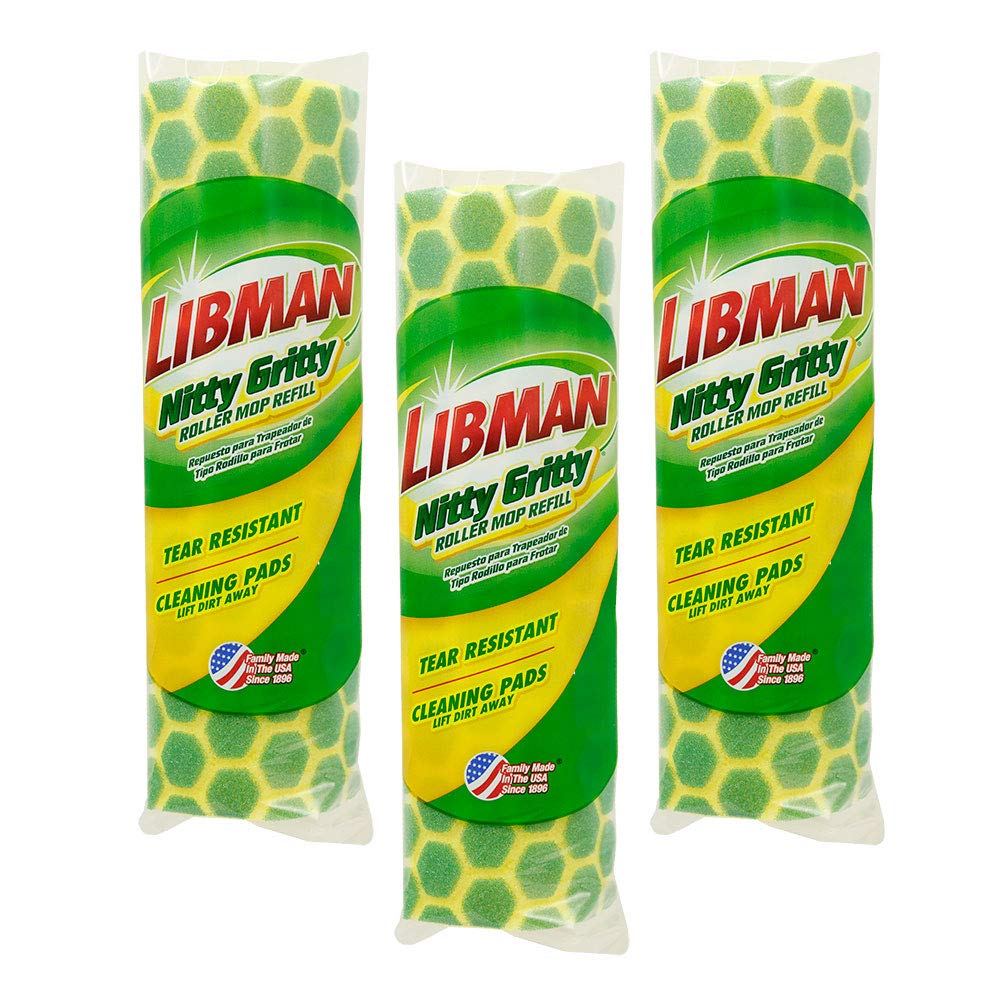 LibmanNitty Gritty Roller Mop Refills, Green, Yellow, 3 Pack