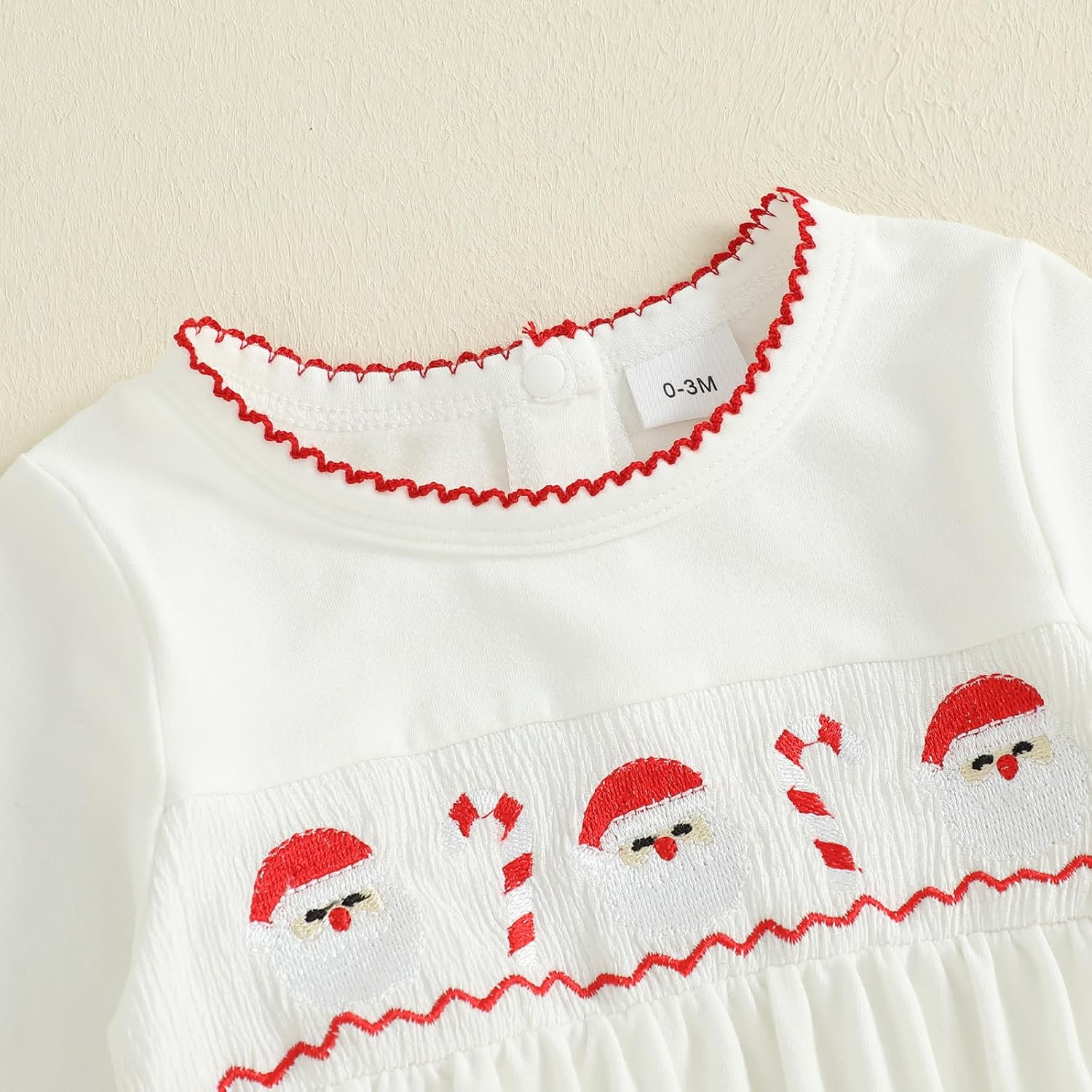 Sasaerucure Newborn Baby Girl Boy Christmas Outfit Santa Claus Sleepwear Smocked Long Sleeve Nightgown Pajama Sleeper