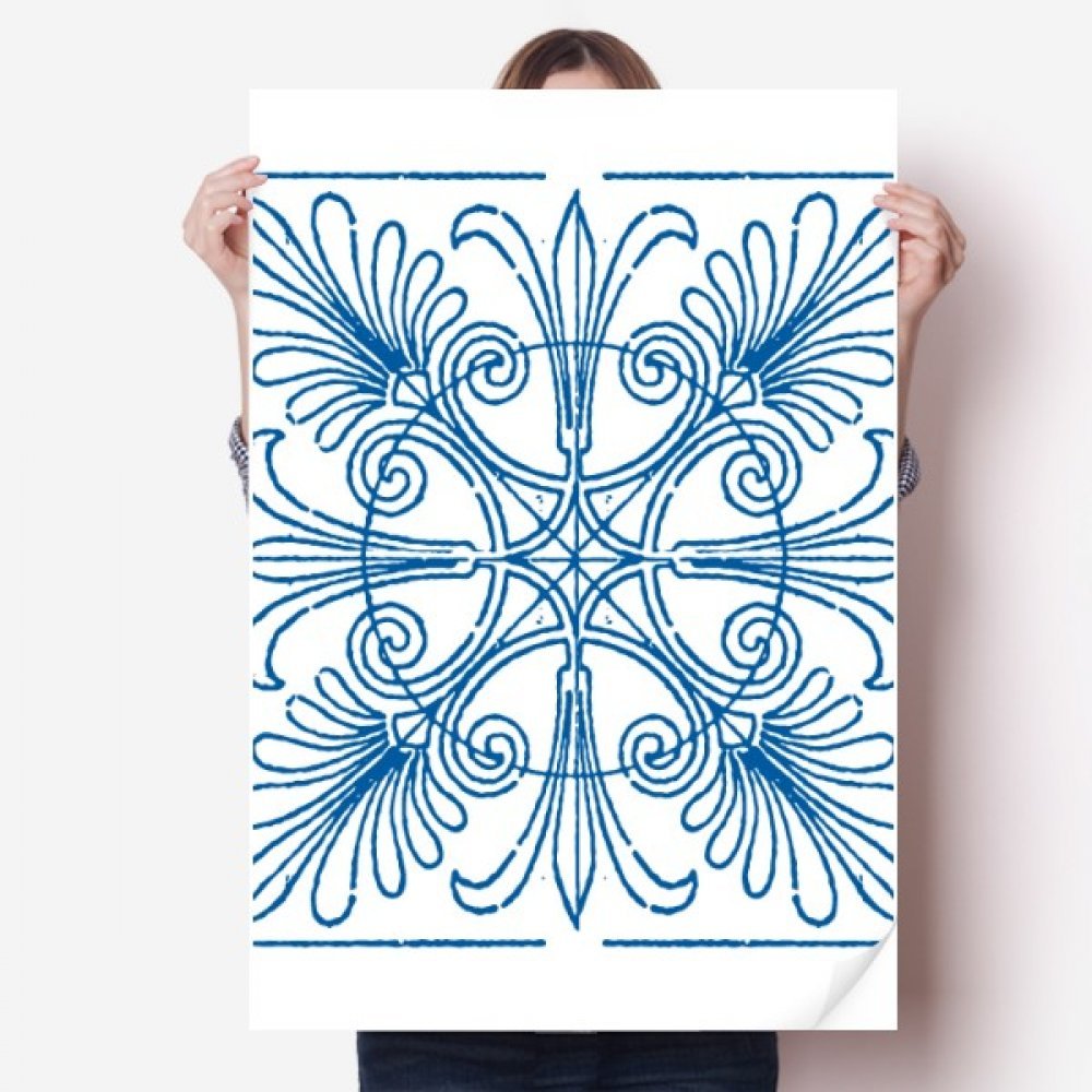 Autocollant de mur bleu Talavera vinyle poster mural chambre 80x55cm