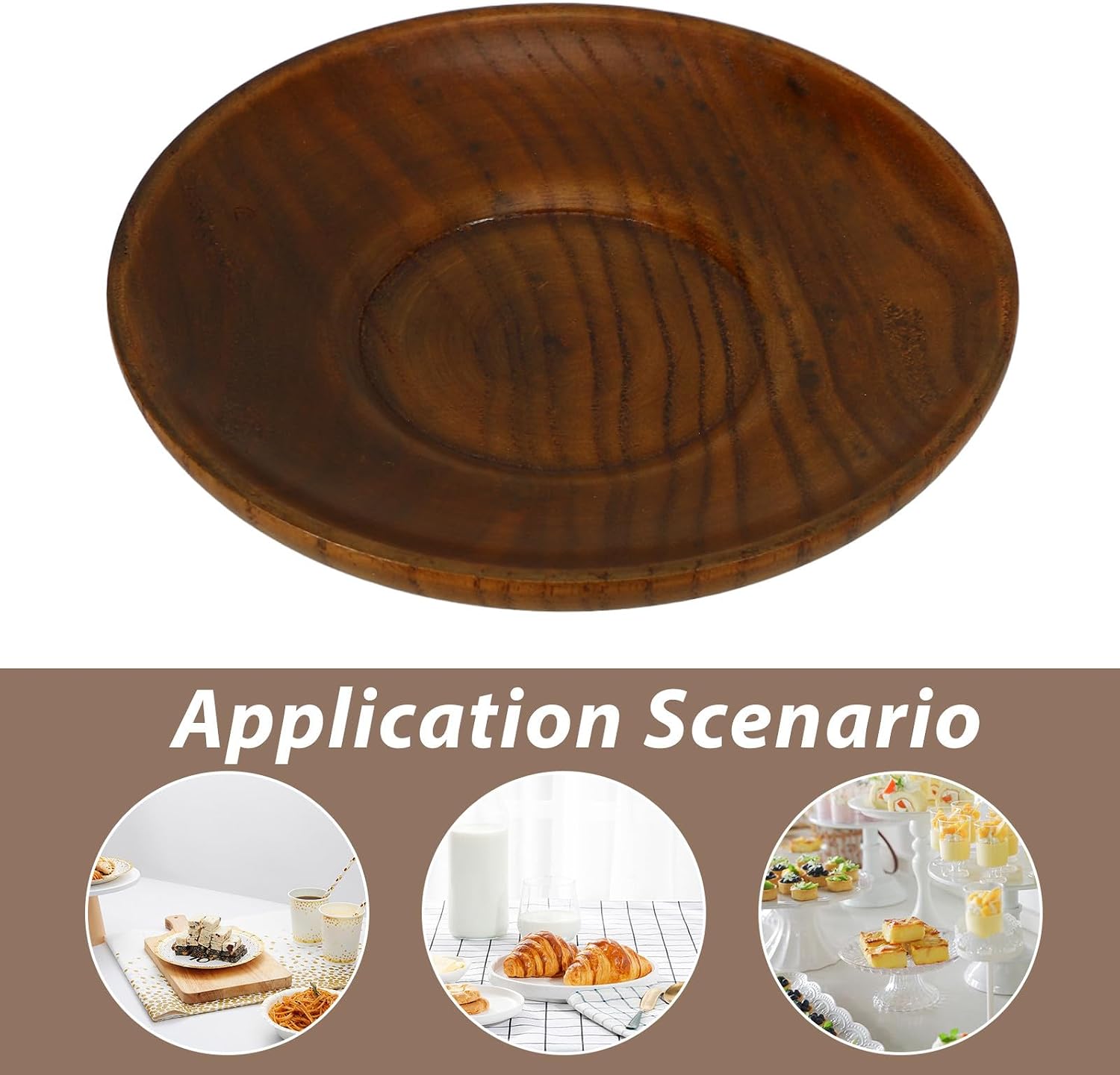 Kichvoe Wood Sauce Dish Coffee Cup Coaster Small Dip Serving Xmas