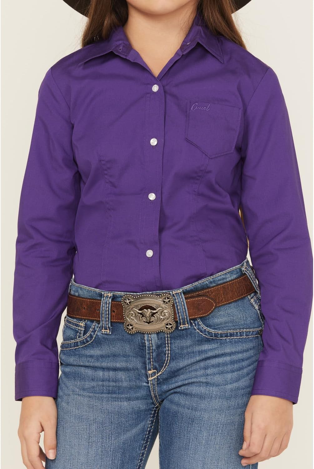 Cruel Denim Girl's Purple Long Sleeve Solid Shirt